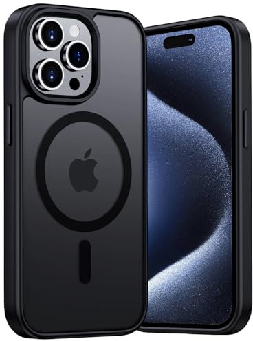 Aunote Cover per iPhone 15 Pro 6,1 Pollici Compatibile con MagSafe Custodia Antishock, Retro Opaco Resistente ai Graffi e Magnetica - Nero