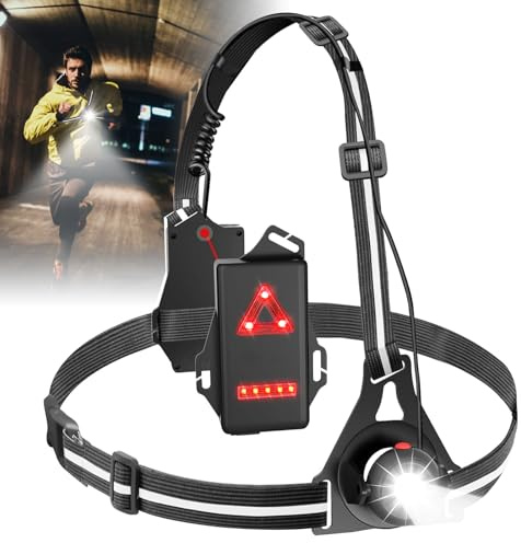 Bordeag - Lámpara de carrera recargable USB, LED pectoral, 3 modos de iluminación, resistente a la lluvia, para correr y camping