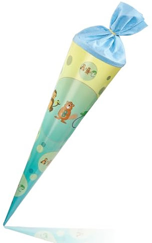 Deine Schulhelden Schultüte - Zuckertüte Einschulung Stabile Geschenkverpackung in Blau - Länge 70cm - Geschwistertüte Made in Germany