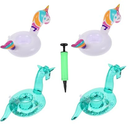 4 Uds Portavasos Inflable Unicornio Inflable Piscina Flamenco Floatie Soporte De Bebida Inflable para Piscina Platos De Taza Flotantes Creativos Posavasos Inflables Reutilizable UPKOCH