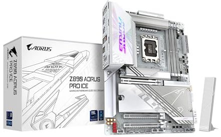 GIGABYTE Z890 AORUS PRO ICE Intel Core Ultra (Series 2) LGA 1851 Motherboard, ATX, DDR5, 5X M.2, PCIe 5.0, Thunderbolt 4, WIFI7, 5GbE LAN, EZ-Latch
