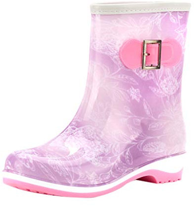 Dinglong Stivale Mollet Grandi Scarpe piatte Antiscivolo Punta Rotonda per Le Donne Tempo Libero Stivale Mollet Large Stivaletti Donna Stivali Da Pioggia Donna Stivali Da Pioggia Donna, viola., 38 EU