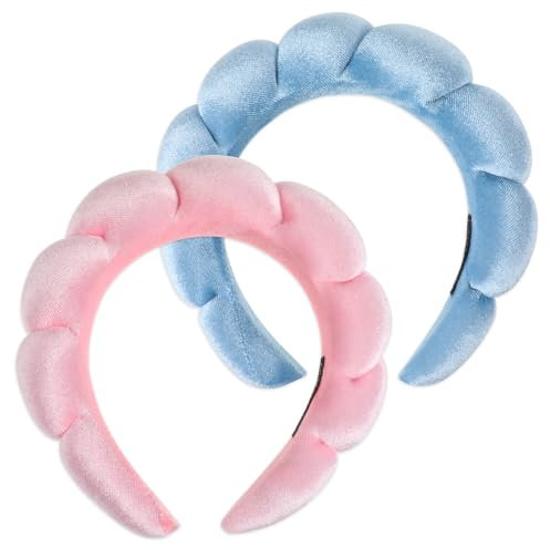 Gjinxi Spa Stirnband, 2 Stück Make Up Haarband Schwamm Stirnband Weiche Hautpflege Stirnbänder Skincare Headband Abschmink Haarband Haar Accessoires für Frauen Damen Hautpflege Gesicht Waschen Duschen