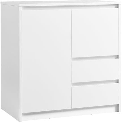 VASAGLE Buffet, Armoire de Rangement, avec Porte et Étagère Réglable en Hauteur, 2 Tiroirs, Moderne, 40 x 70 x 74,5 cm, pour Salon, Salle à Manger, Bureau, Blanc Nuage BBK243W01V1
