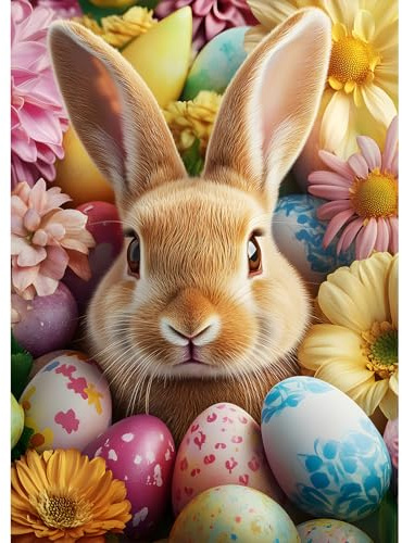 DOMROM Ostern Diamond Painting, Ei Diamond Painting Erwachsene Kinder Diamond Painting Set, Blumen Diamant Malerei Kit Kaninchen Diamond Art Erwachsene für Home Wand Dekor 30x40cm