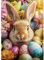 DOMROM Ostern Diamond Painting, Ei Diamond Painting Erwachsene Kinder Diamond Painting Set, Blumen Diamant Malerei Kit Kaninchen Diamond Art Erwachsene für Home Wand Dekor 30x40cm