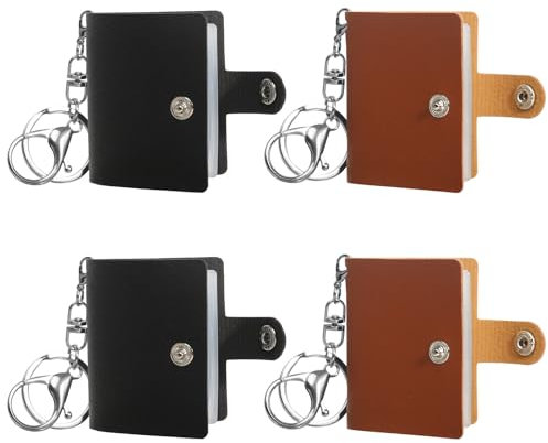 Lot de 4 mini albums photo - Porte-clés avec album photo en cuir - Mini album photo - Porte-clés pour photos, cartes d'image, ID photos (offre de la place pour 20 photos/livre)