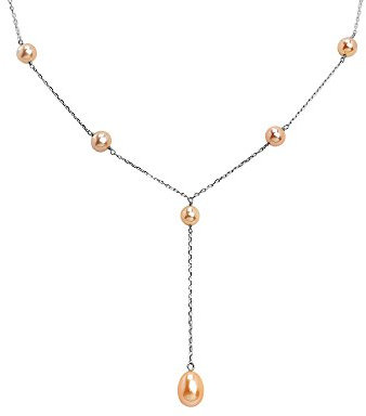 WACEH Jewelry Collier Lariat de Perles de Culture d'eau Douce Roses en Argent Sterling 40,6 cm Necklaces Earrings
