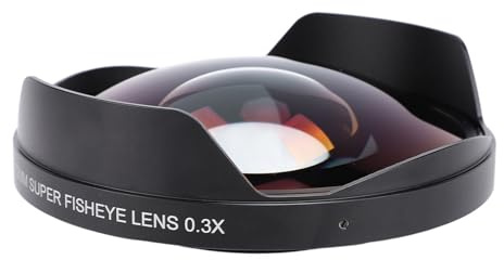 Fisheye Lens Wide Angle, 72MM 0.3X HD Fisheye Lens with Hood Replacement for Camcorders, Multi Layer Optical Glass, for Capturing Large Scenes Or Buildings