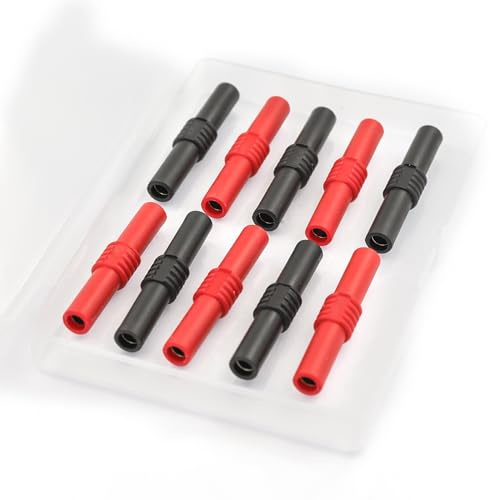 Lewttyer 4 mm Bananenstecker Kupplung 4mm Bananenbuchse Verlängerungsadapter Bananenbuchsen Adapter Stecker Lautsprecher (5X Rot Und 5X Schwarz)