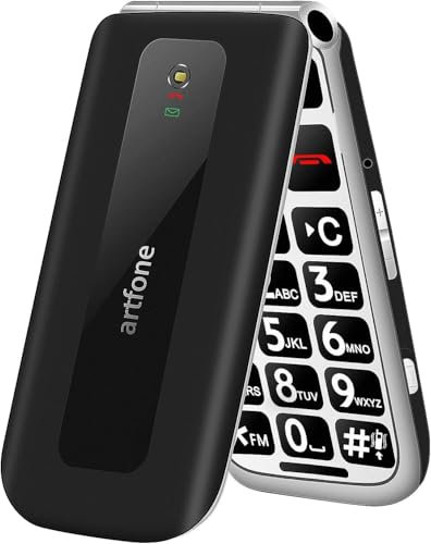 artfone F20 Teléfono Móvil para Mayores, Senior Móviles de Teclas Grandes, SOS Botón, Pantalla de 2,4 Pulgadas, 2G gsm, Doble SIM, Sonido Fuerte de Radio, 1300mAh Batería,Negro