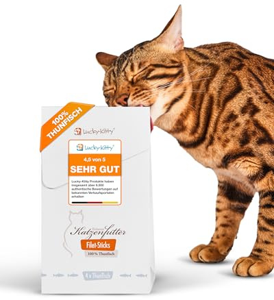 Lucky-Kitty Premium Katzensnacks Filet Sticks Thunfisch, Leckerli, 20x22g