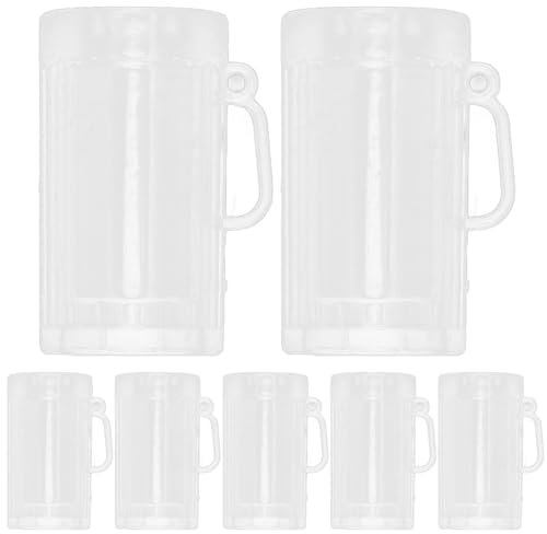 Mobestech 10 Piezas Jarra de Cerveza Transparente Mini Accesorios para Fotos Modelo de Taza Mini Decoraciones de casa Modelos Decorativos de jarras de Cerveza Tazas de Fiesta el plastico