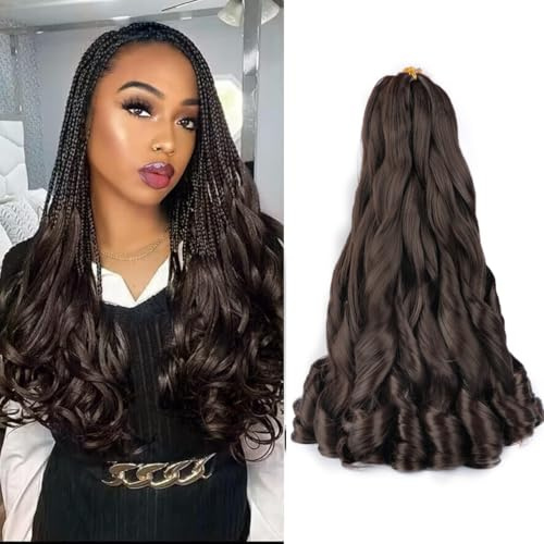 French Curly Braiding Hair 18 Inch Pre Stretched Braiding Hair Extensions | Crochet hair extensions, fluffy loose curls, tangle-free synthetic braids, lightweight braiding hair extensions