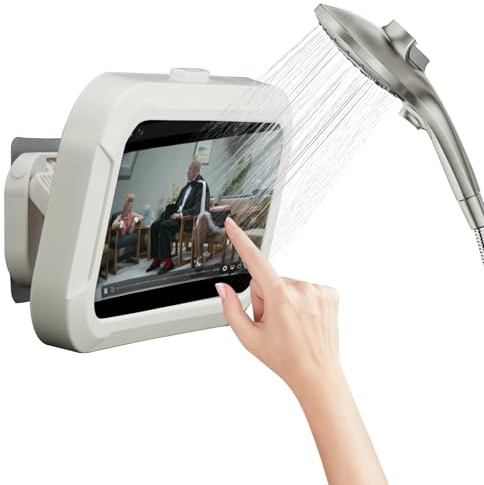 IEMIEBSHA Shower Phone Holder Waterproof, 360° Rotation Wall Mount Shower Phone Case, Anti-Fog HD Touch Screen Stand for Bathroom Bathtub Kitchen, Compatible with up to 7 Inch Mobile Phone