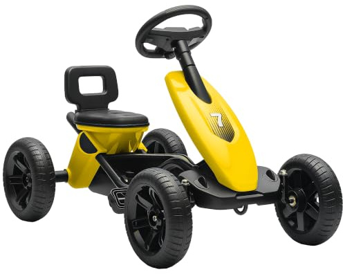 AIYAPLAY Pedal-Go-Kart für Kinder, Kinder-Rennwagen mit leisen EVA-Reifen, für 2-5 Jahre, gelb