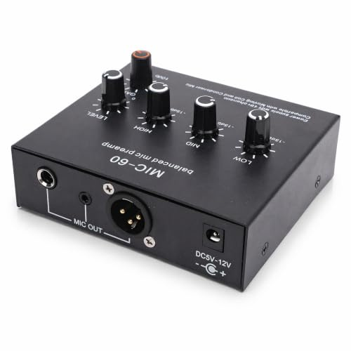 Fabater Microphone Preamp, 3 Channel XLR Input 60db Gain Range 48V Power Mic Preamp, Interface with Balanced Circuit Low Noise Output for Recording Streaming Podcasting