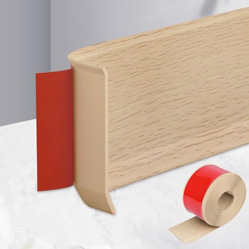 MeYuxg Plinthe souple autocollante en PVC, 15 cm x 5 m, plinthe de sol, plinthe murale pour cuisine, bande de transition pour salon, chambre (veinage de l'érable)