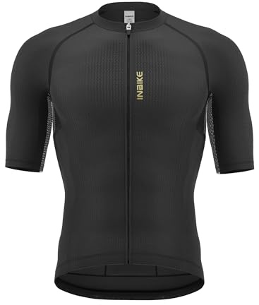 INBIKE Radtrikot Herren Kurzarm Atmungsaktives Sommer Fahrradtrikot mit Mesh-Einsatz Enges Rennrad Trikot FahrradShirt mit Anti-Rutsch Saum für Radsport MTB Farrad E-Bike