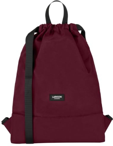 LARKSON Turnbeutel Damen & Herren Rot - No 7 - Rucksack Damen für Sport und Festival - Beutel Rucksack Klein mit Innentasche - Außentasche für Schnellzugriff