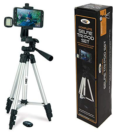 NGT ANGLERS SELFIE TRIPOD WITH REMOTE CONTROL AND NIGHT LIGHT CASE FISHING CAMERA STAND with attachable Flash and Remote control - The Easy Way to Take Pictures of your Catch with Remote Control