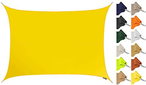 Kookaburra 4m x 3m Rectangle Water Resistant Garden Patio Sun Shade Sail Canopy 96.5% UV Block with Free Rope (Yellow)