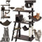 Bakaji Albero Tiragraffi per Gatti in Sisal e Peluche Parco Giochi Gatto con Cuccia Sospesa Nascondigli Pali Graffiatoio e Piattaforme Dimensioni 142 x 74,5 x 40 cm (Marrone)