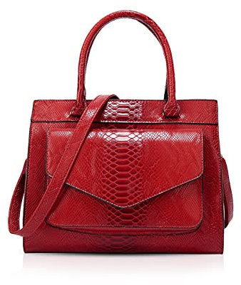 NICOLE & DORIS Damen Handtaschen Retro Schultertasche Krokodil Handtasche Frauen Umhängetaschen Tote Bag PU Leder für Büro,Shopper rot