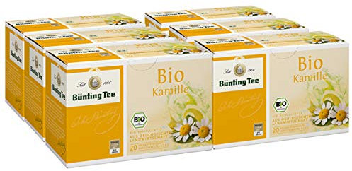 Bünting Tee Kamille 6er Pack – Bio Kräutertee – 6 x 20 Teebeutel