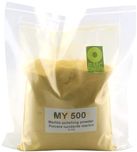 BMC MY-500 gelbes Polierpulver für Marmor und Kalkstein, 500 g Beutel, zur Behandlung von matten, leichten Korrosionsflecken auf hochglanzpolierten Oberflächen. Für maschinelle Polieranwendungen