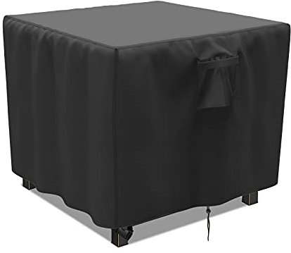 Fenghome Housse de brasero carrée imperméable avec ourlet réglable pour meubles de jardin, table de brasero robuste, coupe-vent, 76 x 76 x 63 cm (noir)