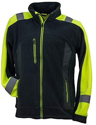 Safety 1st Urgent URG-C Polar Fleecejacke Professionelle Arbeitsjacke schützende Warnjacke fleeceisolierte 300g/m2 Schutzjacke reflektierende Mantel Taschen Herren Jacke EN340 schwarz mit gelb (XL)