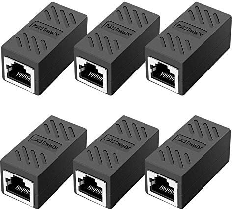Greluma 6 Pièces Coupleur RJ45, Coupleur Réseau, Connecteurs Ethernet, Coupleur en Ligne Blindé pour Connecteur D'extension de Câble Ethernet Cat7/Cat6/Cat5e/Cat5-Femelle à Femelle