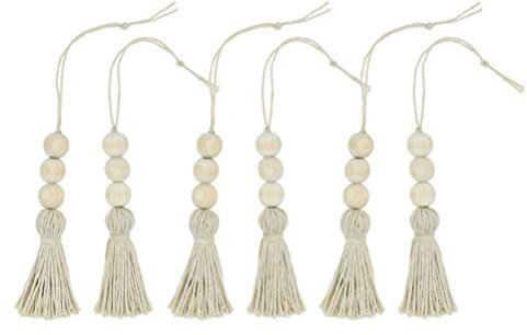 IMIKEYA 6pcs Wood Bead Garlands Farmhouse Beads Tasels Rustic Country Decor Prayer Beads for Home Door Knob Decor
