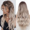PORSMEER Perücke Braun Blond Damen Lang Locken Perrucke für Frauen/Mädchen/Afro Natürliche Dunkle Wurzel Mittelteil Ombre Wig Party/Kostüm