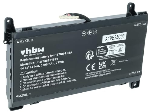 vhbw Batterie Compatible avec HP Omen 17-AN130NF, 17-AN132NG, 17-AN131NF, 17-AN135NF, 17-AN133NS Ordinateur Portable (5300mAh, 14,6V, Li-ION)