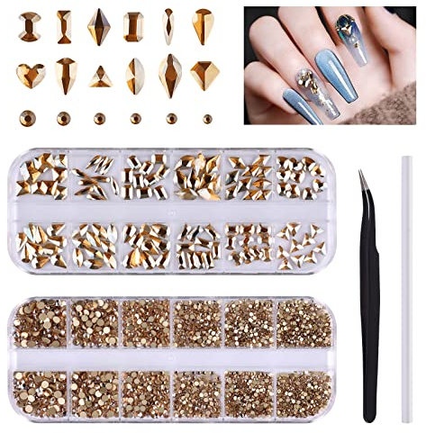 3120 Pcs Flatback Nail Art Rhinestone Crystal for Nails EBANKU Multi Shapes Gems Nail Stones Beads AB Nail Rhinestone for Craft Nail Face Shoes Jewels