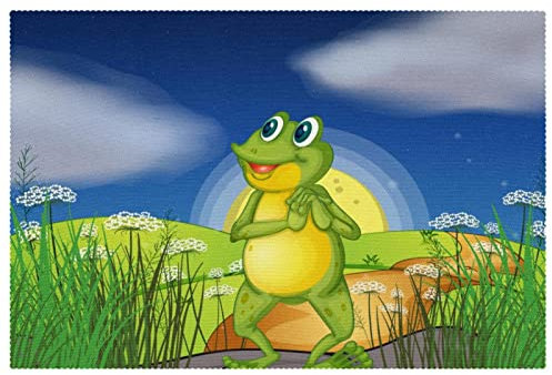 Tischsets mit Frosch-Motiv auf dem hellen Stern, waschbar, rutschfest, für Weihnachten, Urlaub, Geburtstag, Party, Tisch