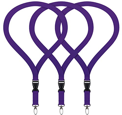 3x Premium Lanyard Umhängeband Schlüsselband Set mit Karabinerhaken und Steckverschluss für Ausweishalter Handys Kamera USB-Geräte Schlüsselanhänger Namensschilder ID Kartenhalter (Violett)