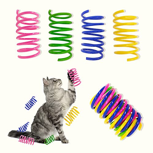 AGYM Katzenspielzeug, 60 Stück, Katzenfederspielzeug für Indoor-Katzen, Bunte und langlebige Kunststoff-Federspulen, Locken Katzen zum Schlagen, Beißen, Jagen, interaktives Spielzeug für Katzen und