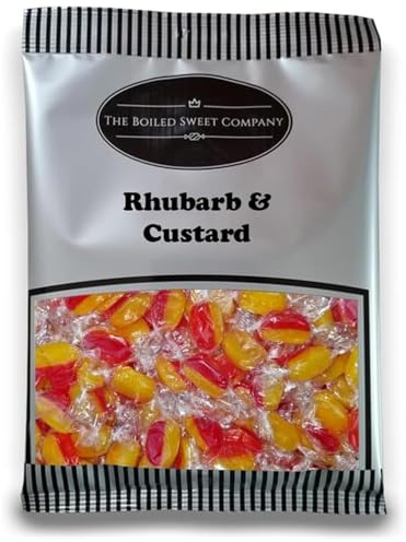 The Boiled Sweet Company® Rhubarb and Custard 1Kg - Traditional Individually Wrapped Boiled Sweets - Retro Fruity Rhubarb and Creamy Custard Flavour - 1 Kilo Bulk Bag - British Sweet Shop Favourites