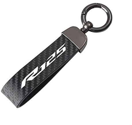 Motorrad Schlüsselanhänger Aus Kohlefaser Und Leder Für Yamaha YZF-R125 YZF R125 R 125 2008-2011 Zubehör (Farbe: Schwarz, Size: Normal)