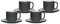 Ritzenhoff & Breker Jasper Kaffeetassen mit Untertassen, 4er Set, Grau, 240 ml, Kaffeegeschirr mit Soft-Touch-Haptik & Mattglasur, Spülmaschinengeeignet