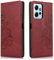 MOONESS Coque Compatible avec Xiaomi Redmi Note 12 4G,Housse en Cuir Magnetique Flip Embossée Case Portefeuille Etui pour Xiaomi Redmi Note 12 4G Cover - Rouge