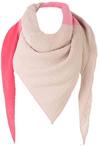 FASHION YOU WANT XXL Tuch 3 Farbig Farbwahl Halstuch Musselintuch Musselin Damen Damenhalstuch Dreieckstuch Schal Herren Frauen Herrenhalstuch Dreieckig leicht (einlagig) (neon/pink/beige)
