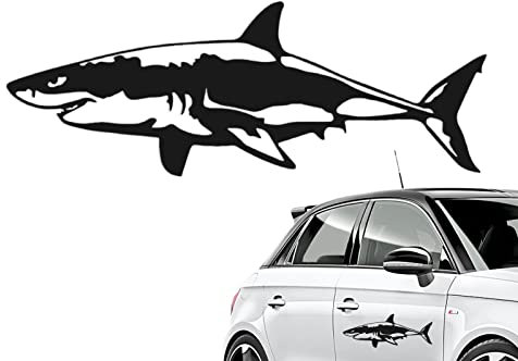 Niktule Weißer Hai Auto Aufkleber | Meerestier-Aufkleber,Autofenster-Stoßstange, wasserdicht, UV-beständig, Meereslebewesen, weißer Cartoon-Aufkleber für LKW