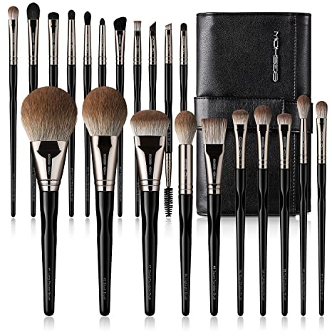 EIGSHOW Make-up-Pinsel, 21-teiliges Make-up-Pinsel-Set, professionelle Make-up-Pinsel mit 5 Gesichts- und 16 Augenpinseln, hochwertige Clutch-Tasche für Halloween-Make-up (schwarzer Schwan)
