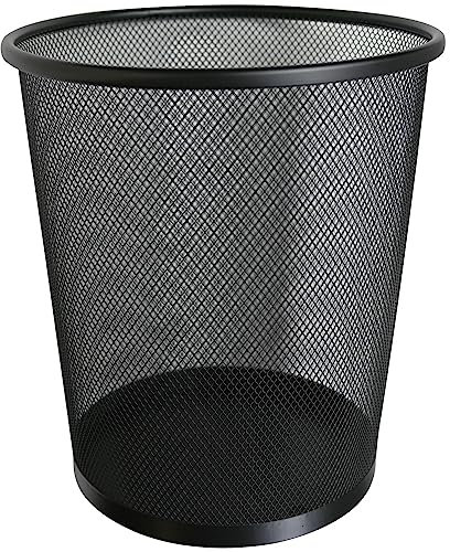 RAM® 20L Circular Mesh Bin - Office, Home Garbage Can For Bathrooms, Kitchens, Rooms, Students (Black)