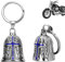XNZMYN 2 Stück Guardian Bell Motorrad Glöckchen, Edelstahl Motorrad Glocke Glücksbringer, Motorradglockenaufhänger Chrom für Motorrad Zubehör oder Schlüsselanhänger (2 Blau)