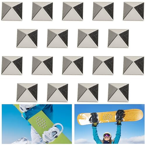 18 Stück Snowboard Stomp Pads - Pyramidennieten, Snowboard Grip Stomp Pad - Anti-Rutsch Ski Snowboard Stomp Pad Matte, bietet zusätzlichen Halt beim Snowboarden (Silber)